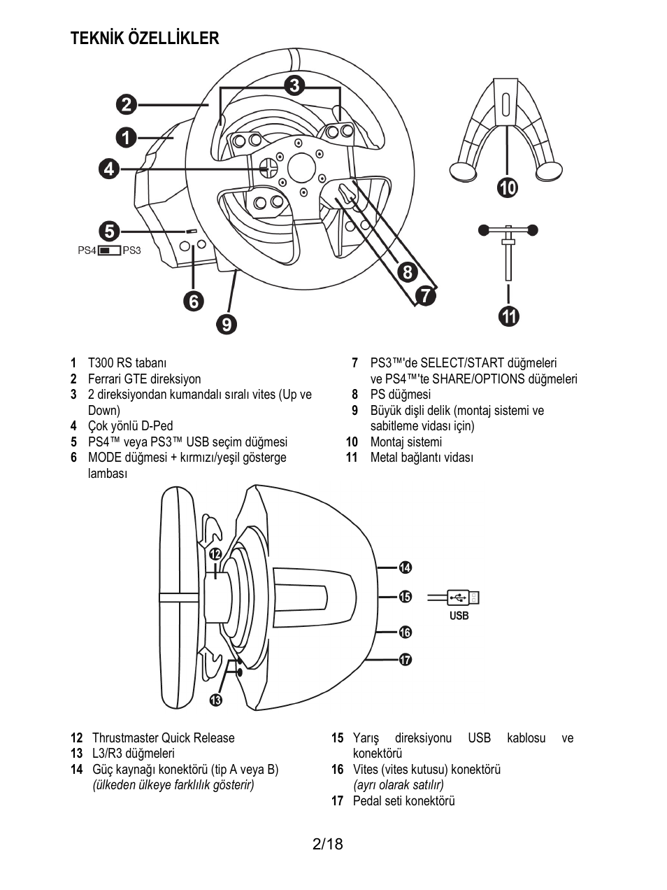 Teknik özellikler | Thrustmaster T300 Ferrari GTE User Manual | Page 165 / 217