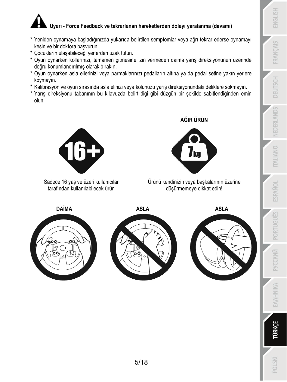 Thrustmaster T300 Ferrari GTE User Manual | Page 168 / 217