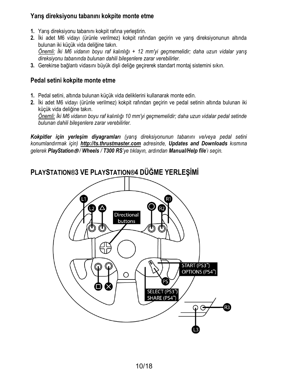 3 ve p, 4 düğme yerleşimi | Thrustmaster T300 Ferrari GTE User Manual | Page 173 / 217