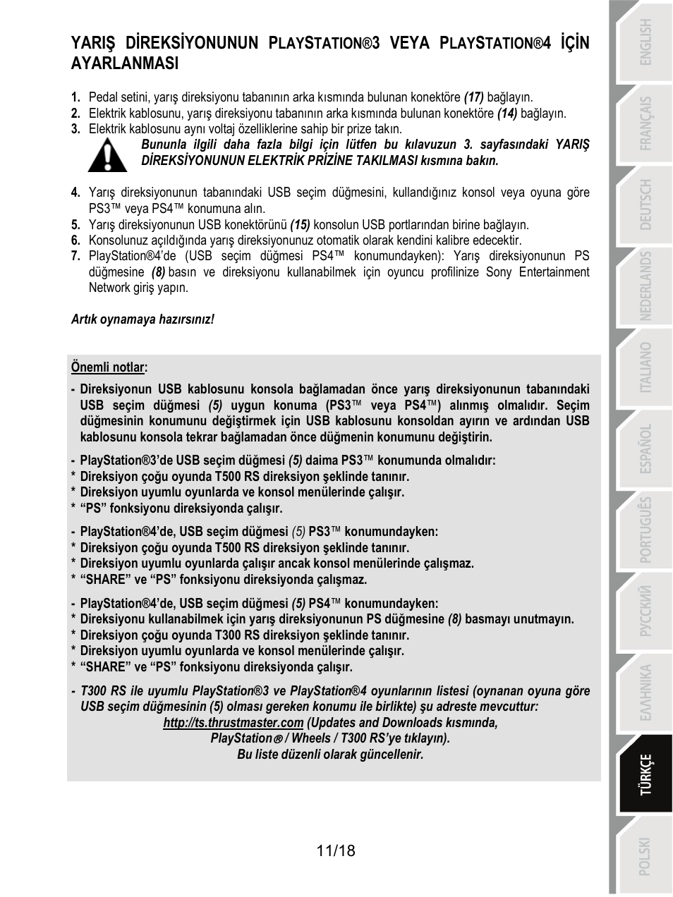 Yariş direksiyonunun p, 3 veya p, 4 için ayarlanmasi | Thrustmaster T300 Ferrari GTE User Manual | Page 174 / 217