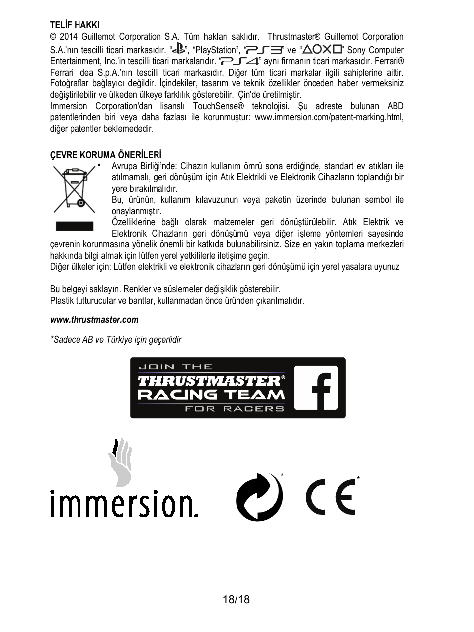 Thrustmaster T300 Ferrari GTE User Manual | Page 181 / 217