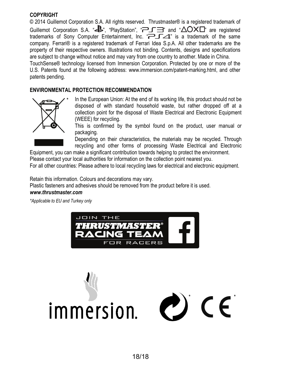 Thrustmaster T300 Ferrari GTE User Manual | Page 19 / 217