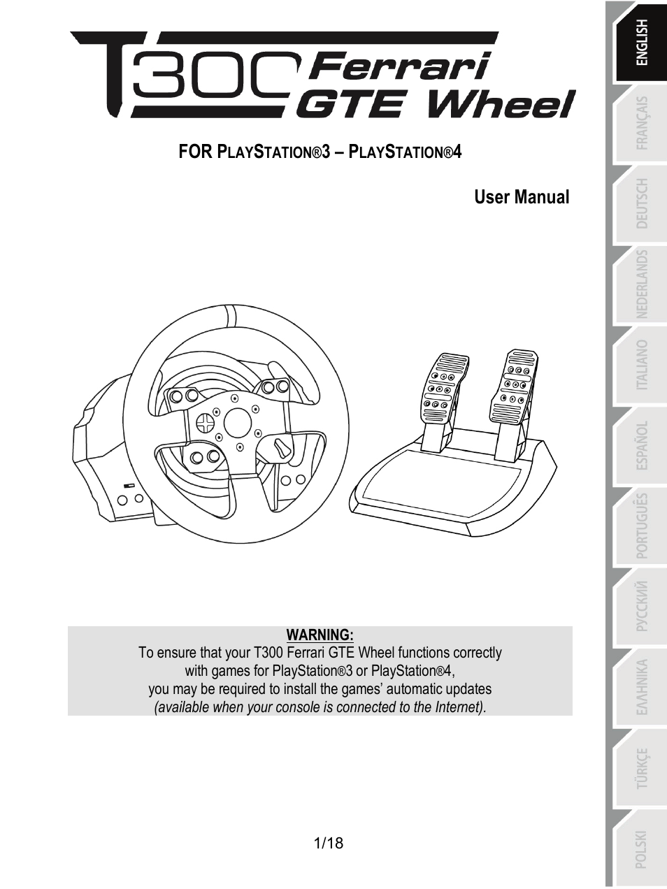 01_eng_t300 ferrari gte wheel ps3-ps4, User manual | Thrustmaster T300 Ferrari GTE User Manual | Page 2 / 217