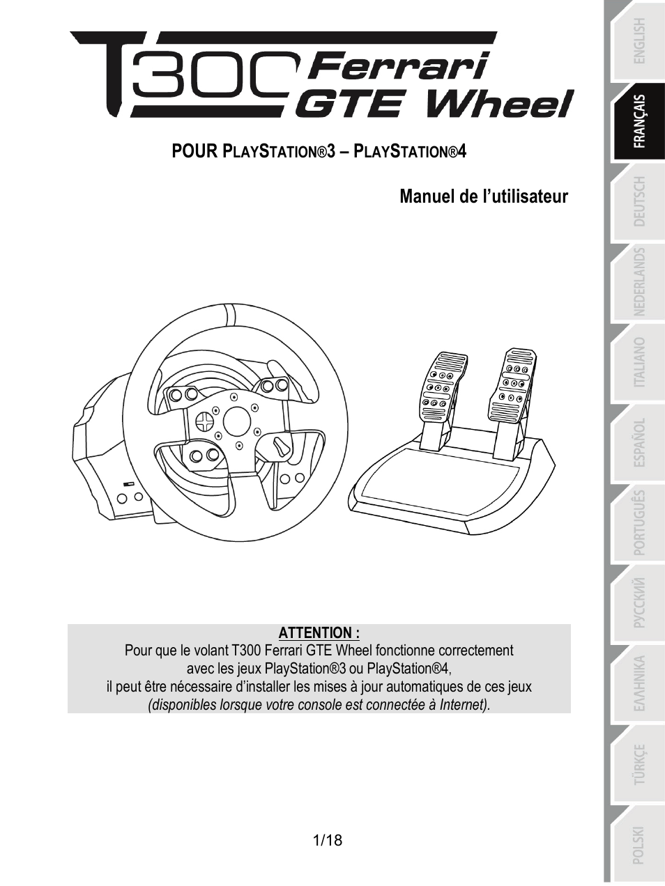 02_fra_t300 ferrari gte wheel ps3-ps4, Manuel de l’utilisateur | Thrustmaster T300 Ferrari GTE User Manual | Page 20 / 217