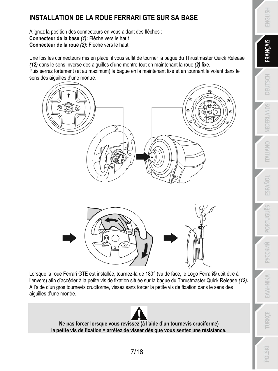 Installation de la roue ferrari gte sur sa base | Thrustmaster T300 Ferrari GTE User Manual | Page 26 / 217