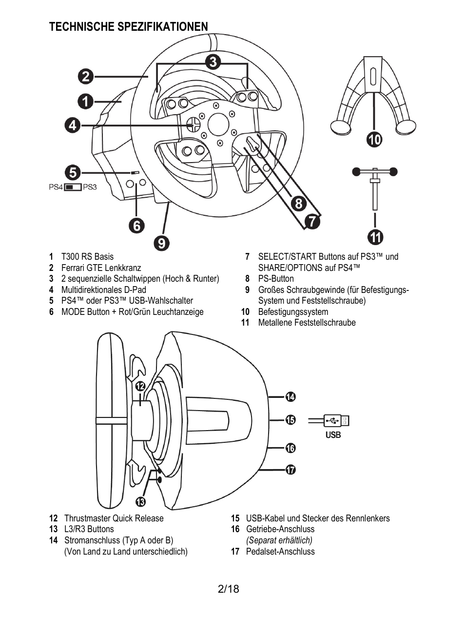 Technische spezifikationen | Thrustmaster T300 Ferrari GTE User Manual | Page 39 / 217