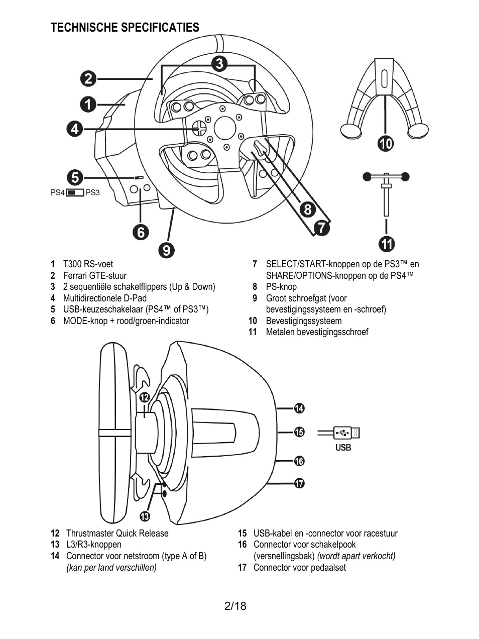 Technische specificaties | Thrustmaster T300 Ferrari GTE User Manual | Page 57 / 217