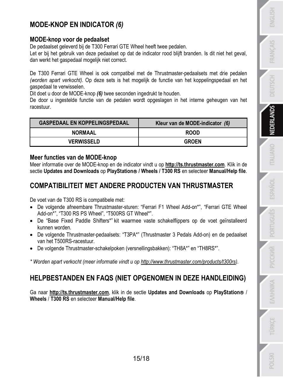 Mode-knop en indicator (6) | Thrustmaster T300 Ferrari GTE User Manual | Page 70 / 217