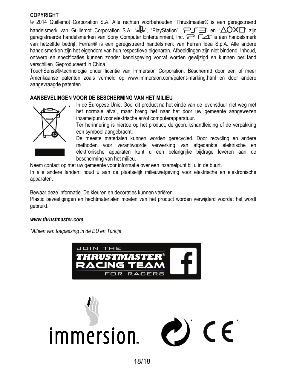 Thrustmaster T300 Ferrari GTE User Manual | Page 73 / 217