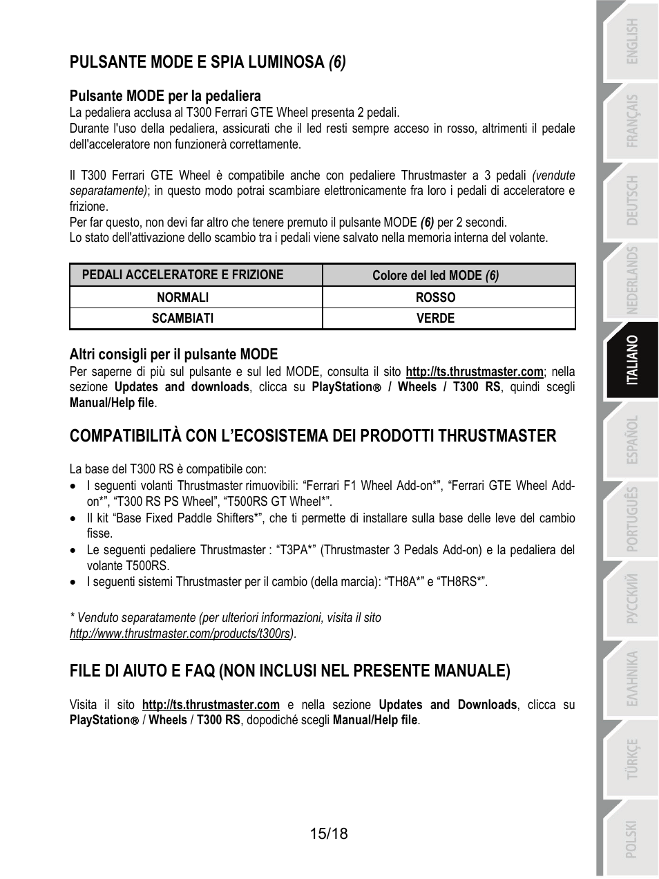 Pulsante mode e spia luminosa (6) | Thrustmaster T300 Ferrari GTE User Manual | Page 88 / 217