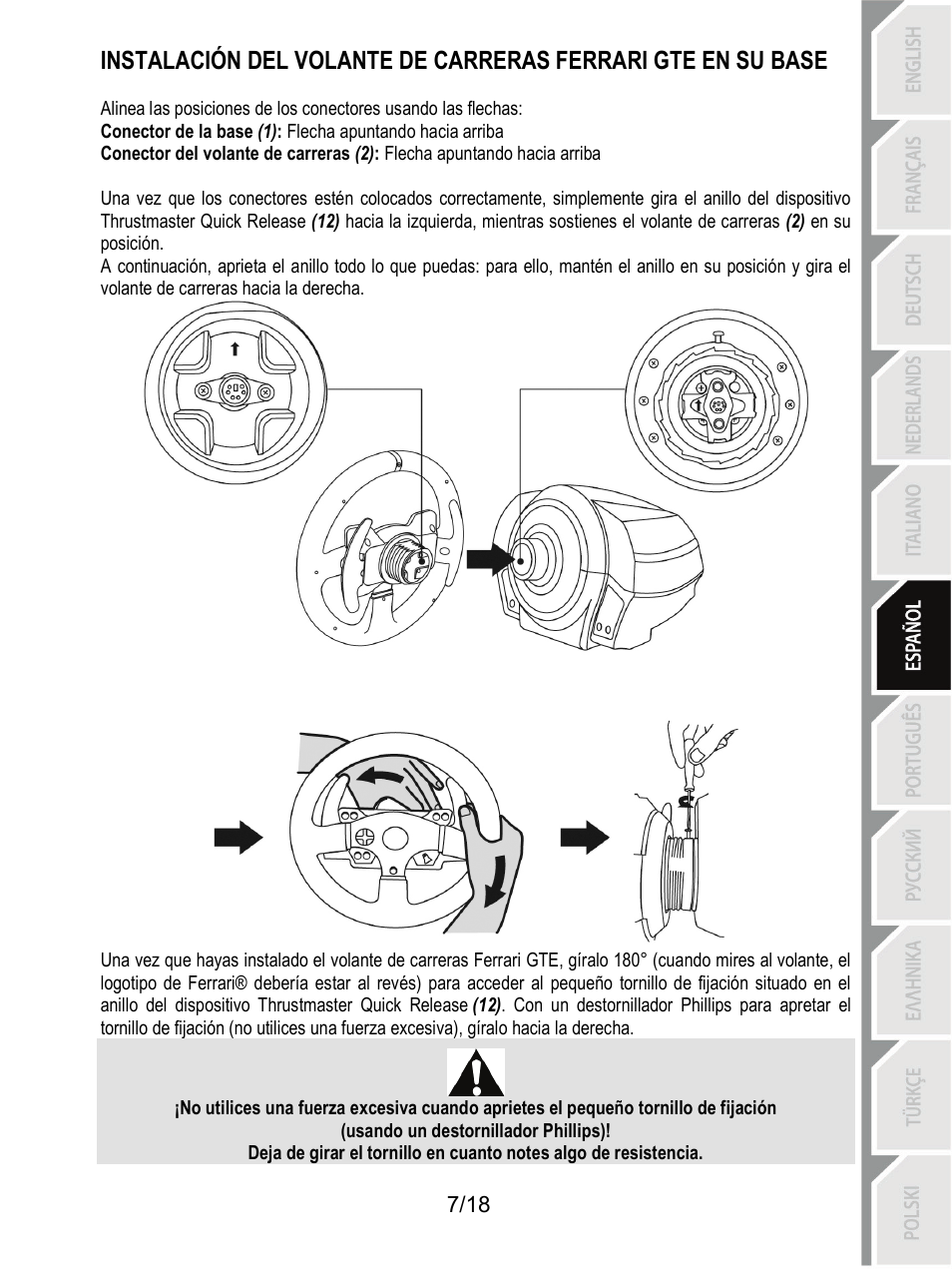 Thrustmaster T300 Ferrari GTE User Manual | Page 98 / 217