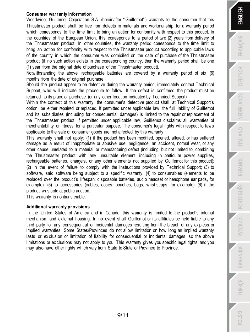 Thrustmaster T3PA Add-On User Manual | Page 10 / 134