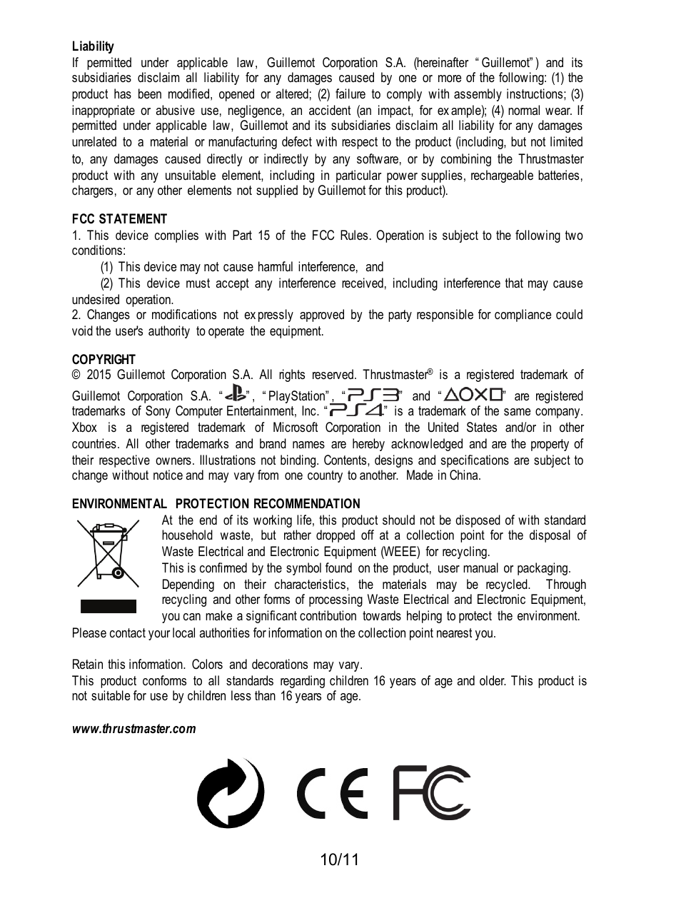 Thrustmaster T3PA Add-On User Manual | Page 11 / 134