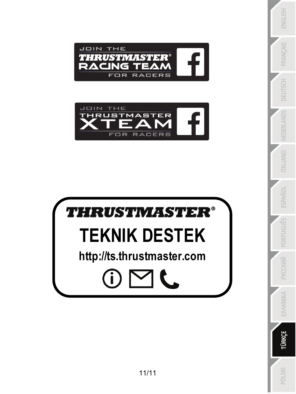 Teknik destek | Thrustmaster T3PA Add-On User Manual | Page 111 / 134