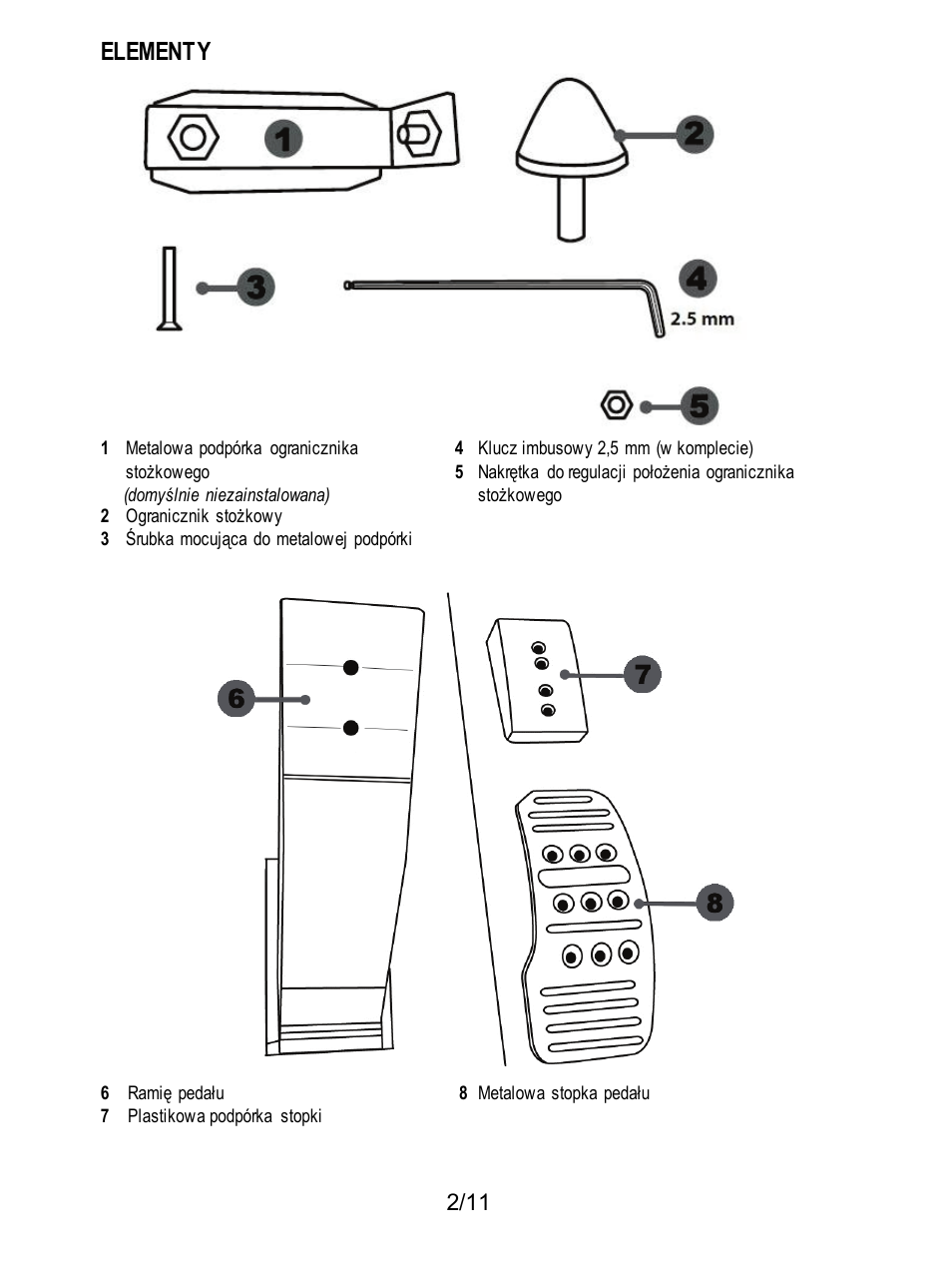 Elementy | Thrustmaster T3PA Add-On User Manual | Page 113 / 134