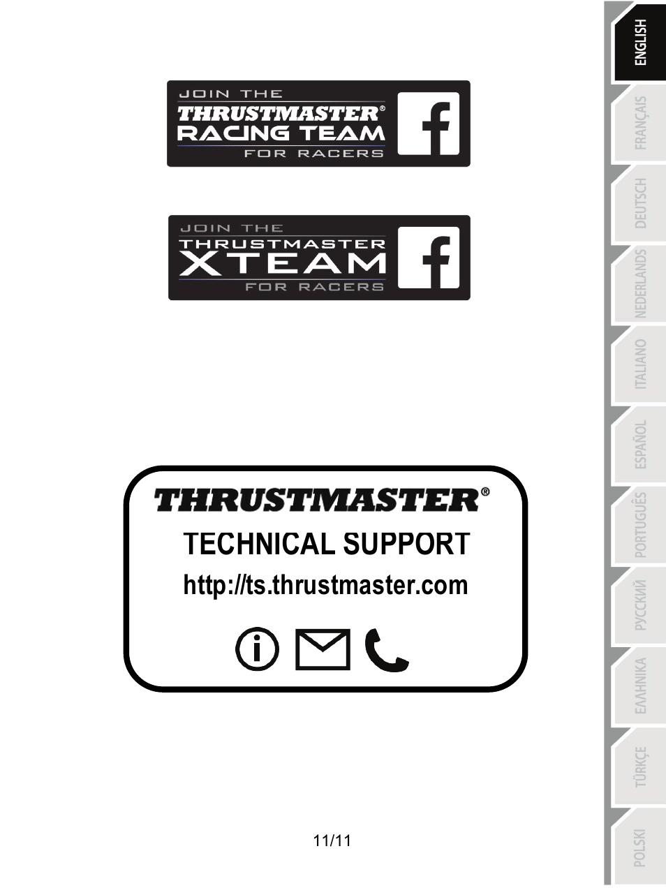 Technical support | Thrustmaster T3PA Add-On User Manual | Page 12 / 134