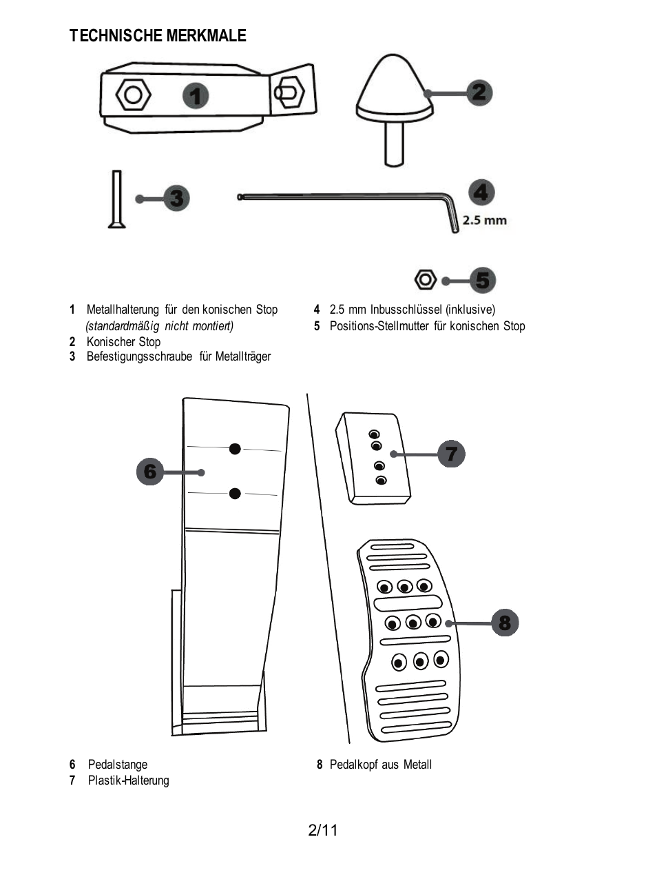 Technische merkmale | Thrustmaster T3PA Add-On User Manual | Page 25 / 134