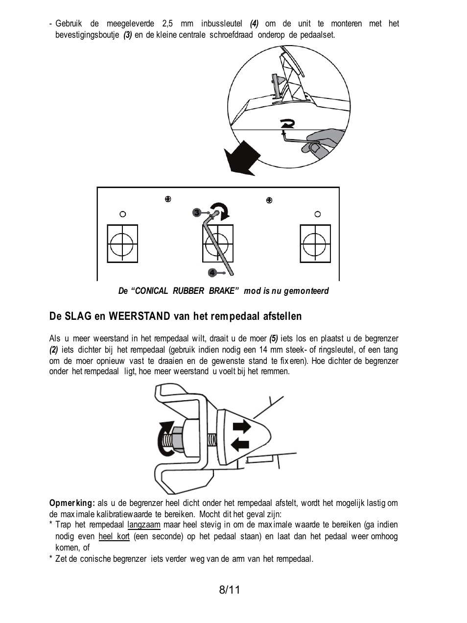 De slag en weerstand van het rempedaal afstellen | Thrustmaster T3PA Add-On User Manual | Page 42 / 134