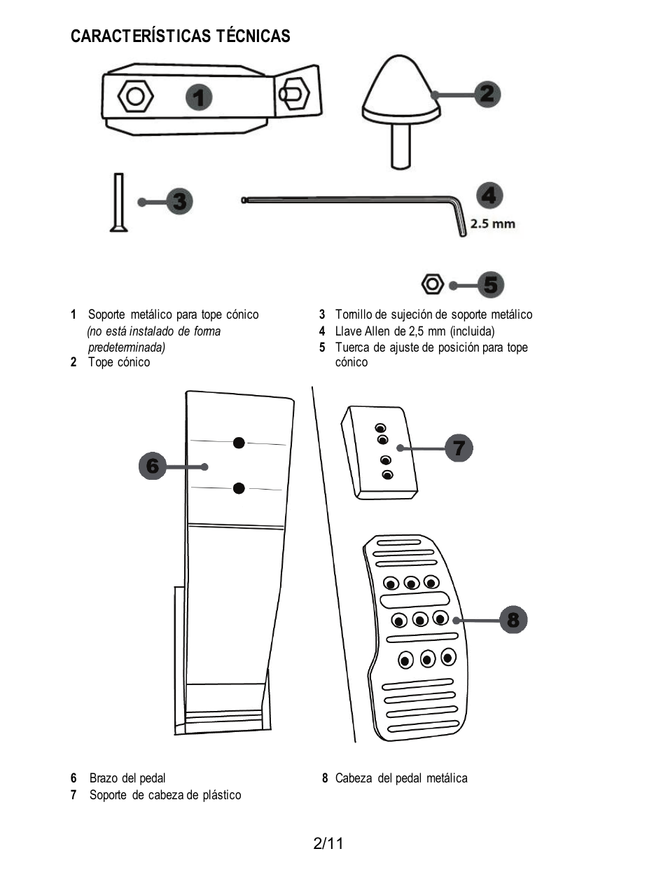 Características técnicas | Thrustmaster T3PA Add-On User Manual | Page 58 / 134