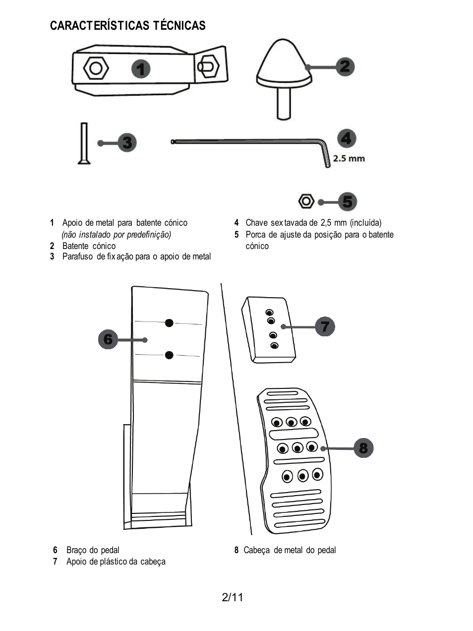 Características técnicas | Thrustmaster T3PA Add-On User Manual | Page 69 / 134