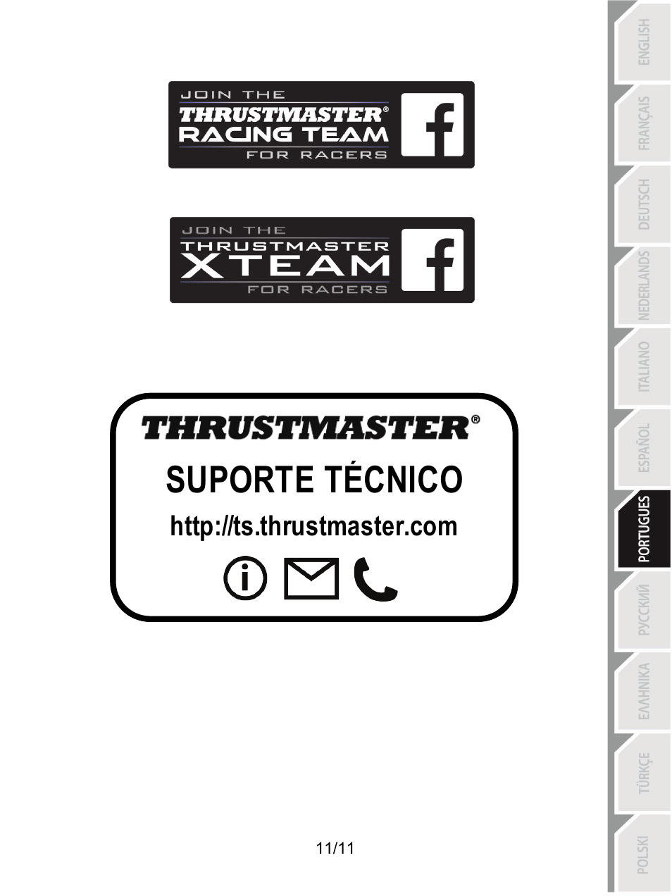Suporte técnico | Thrustmaster T3PA Add-On User Manual | Page 78 / 134