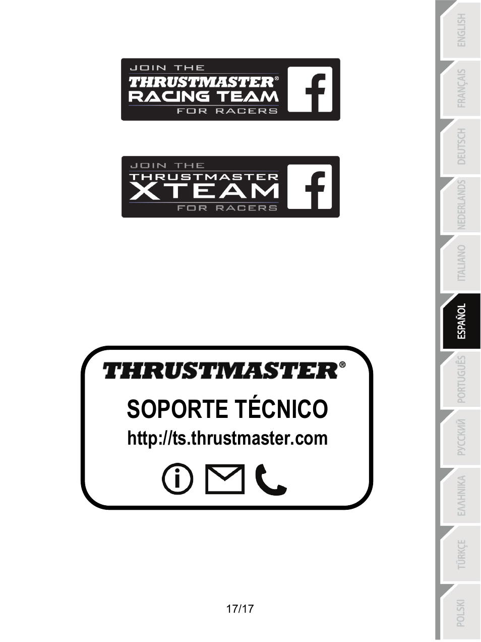 Soporte técnico | Thrustmaster T3PA-PRO Add-On User Manual | Page 103 / 205