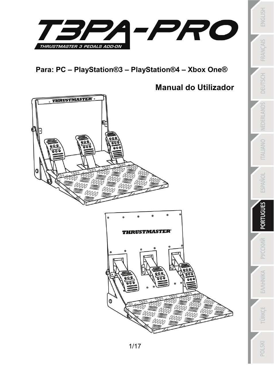 Por_t3pa-pro, Manual do utilizador | Thrustmaster T3PA-PRO Add-On User Manual | Page 104 / 205