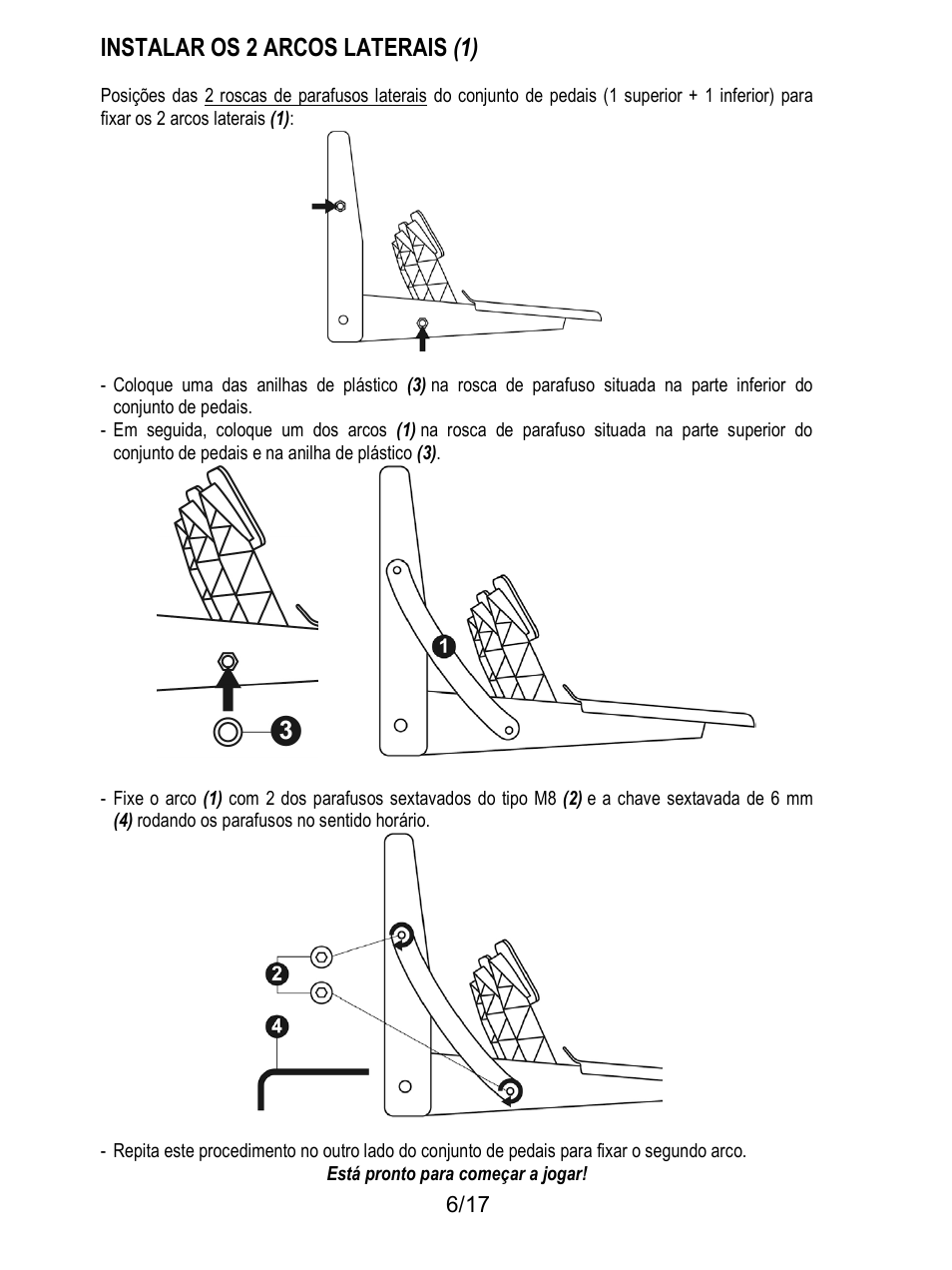 Instalar os 2 arcos laterais (1) | Thrustmaster T3PA-PRO Add-On User Manual | Page 109 / 205