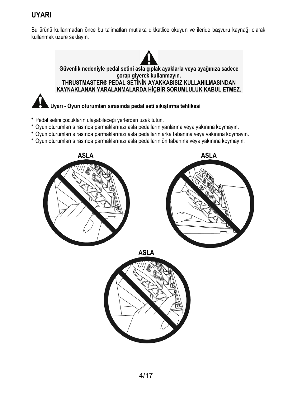 Uyarı, Uyari | Thrustmaster T3PA-PRO Add-On User Manual | Page 158 / 205