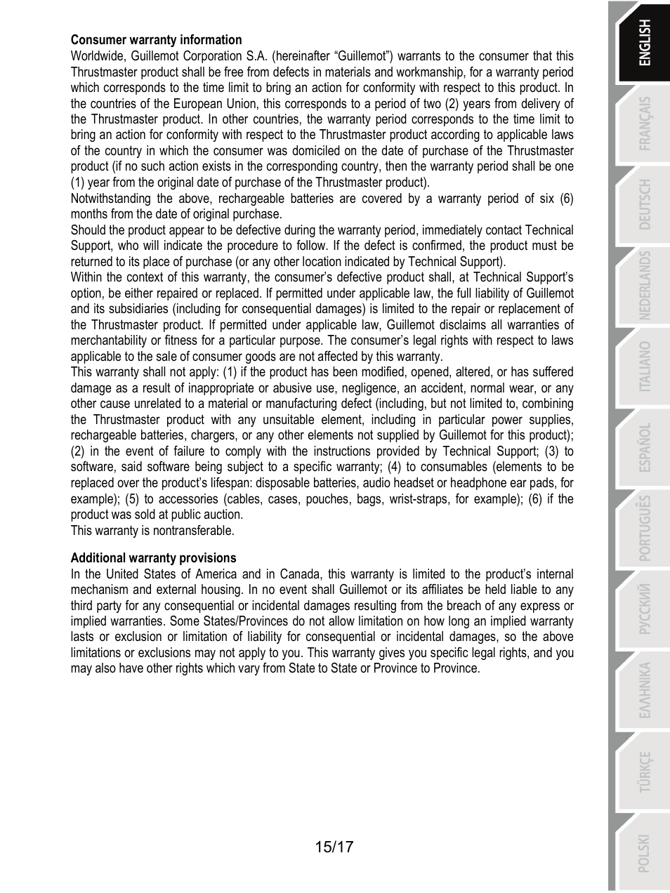 Thrustmaster T3PA-PRO Add-On User Manual | Page 16 / 205