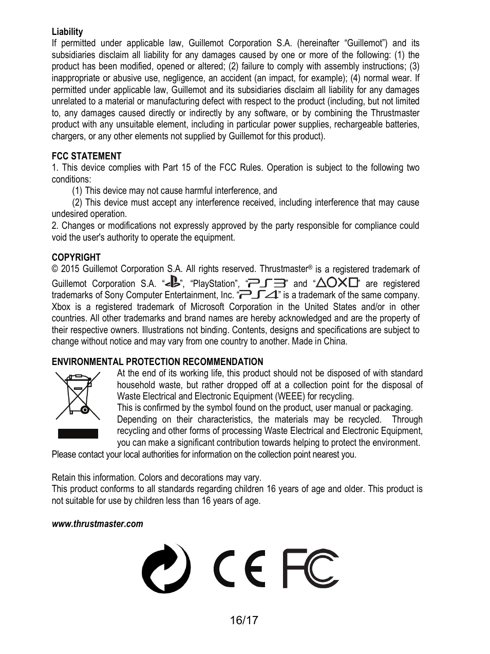 Thrustmaster T3PA-PRO Add-On User Manual | Page 17 / 205