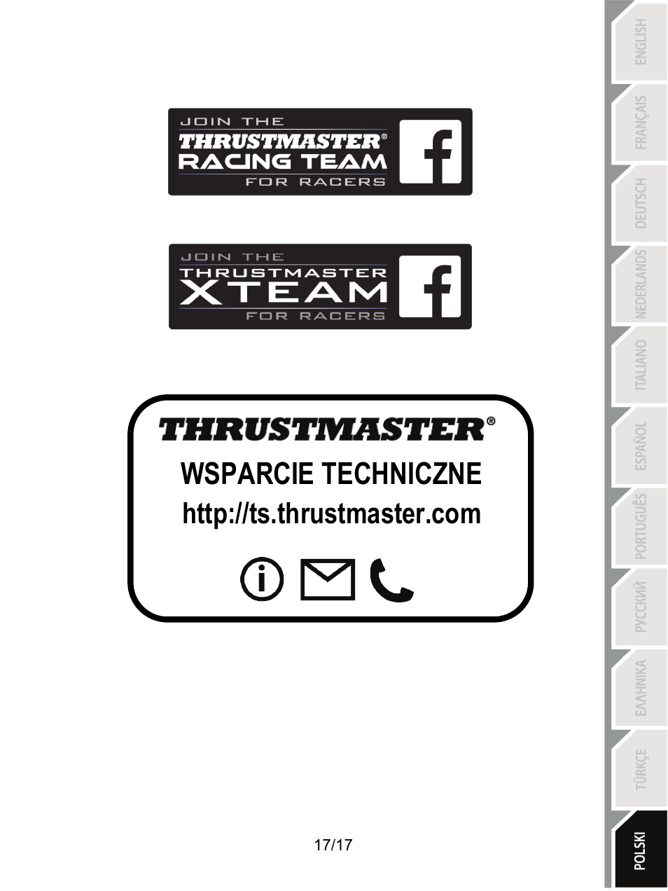 Wsparcie techniczne | Thrustmaster T3PA-PRO Add-On User Manual | Page 188 / 205
