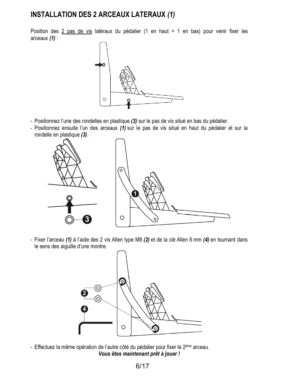 Installation des 2 arceaux lateraux (1) | Thrustmaster T3PA-PRO Add-On User Manual | Page 24 / 205