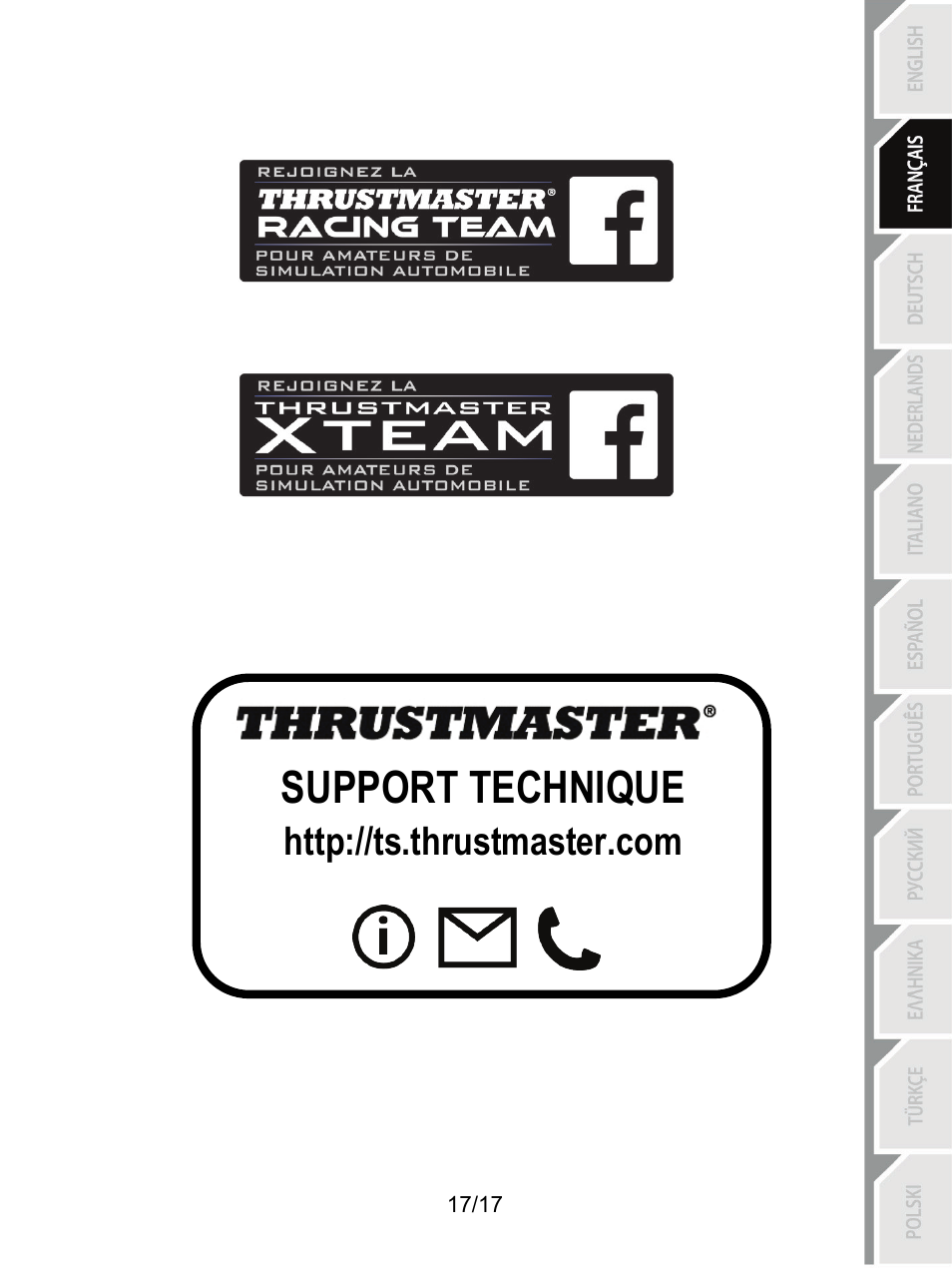 Support technique | Thrustmaster T3PA-PRO Add-On User Manual | Page 35 / 205