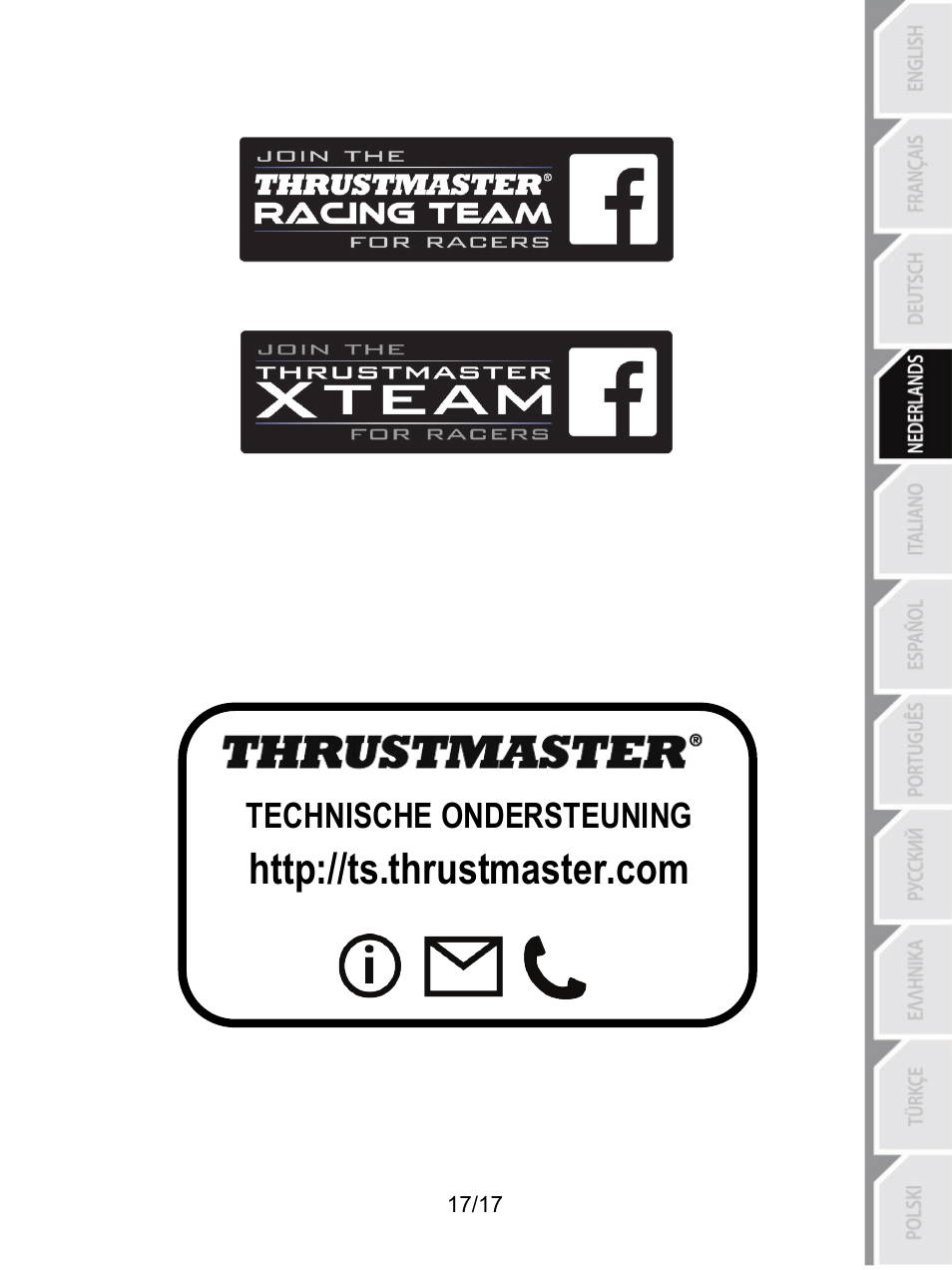 Technische ondersteuning | Thrustmaster T3PA-PRO Add-On User Manual | Page 69 / 205