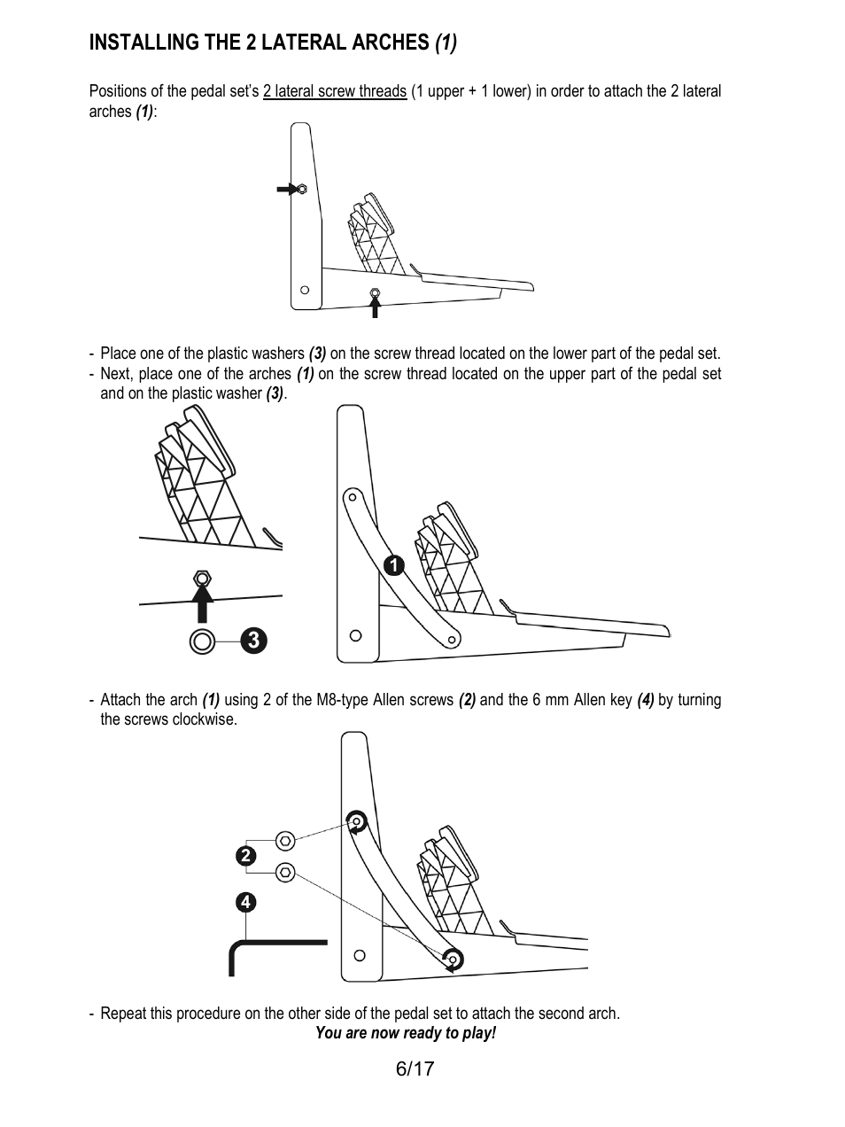 Installing the 2 lateral arches (1) | Thrustmaster T3PA-PRO Add-On User Manual | Page 7 / 205