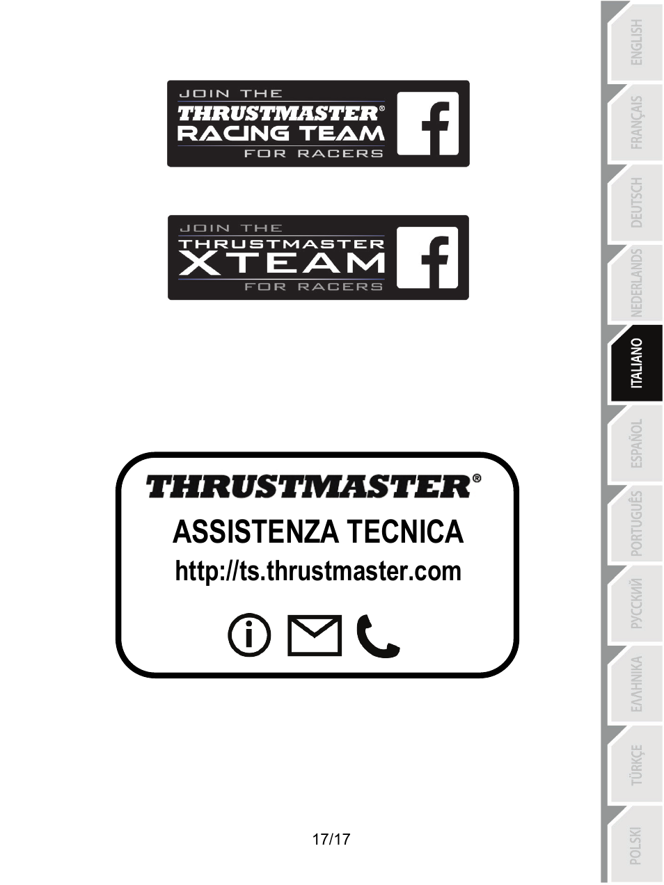 Assistenza tecnica | Thrustmaster T3PA-PRO Add-On User Manual | Page 86 / 205