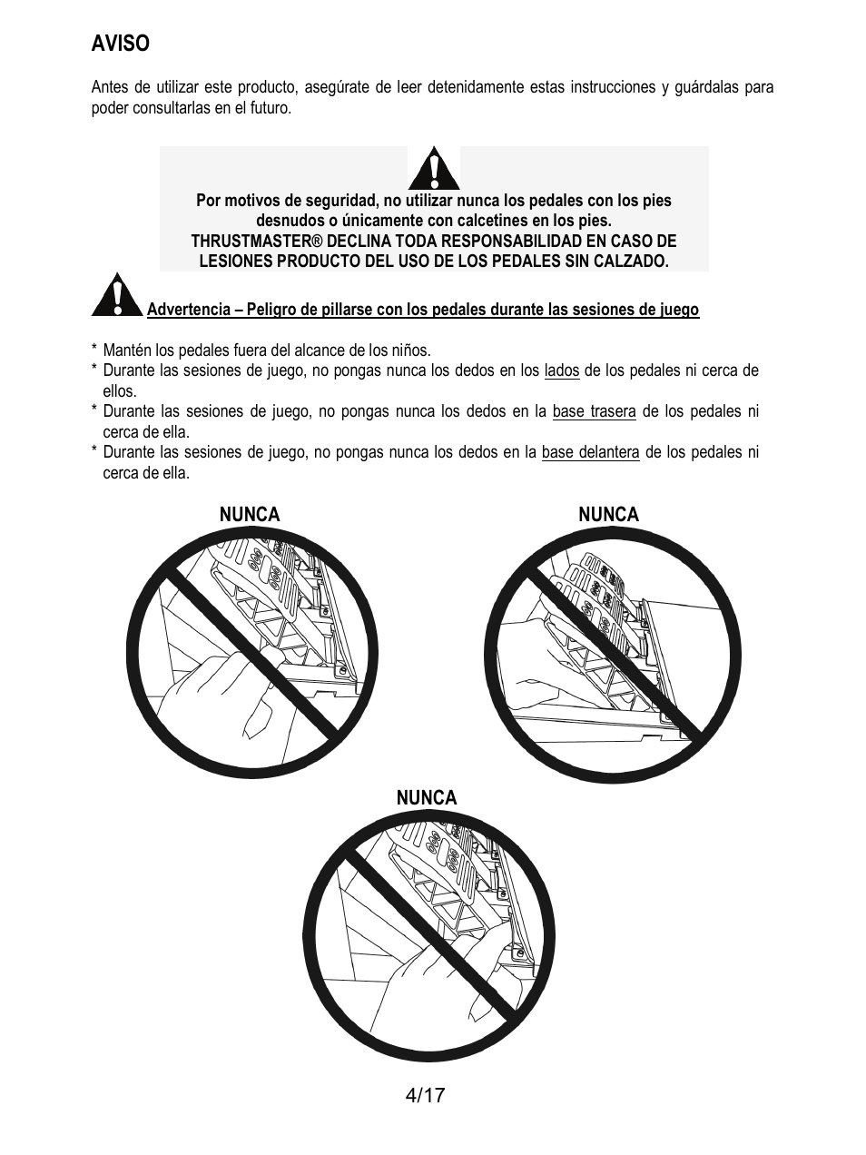 Aviso | Thrustmaster T3PA-PRO Add-On User Manual | Page 90 / 205