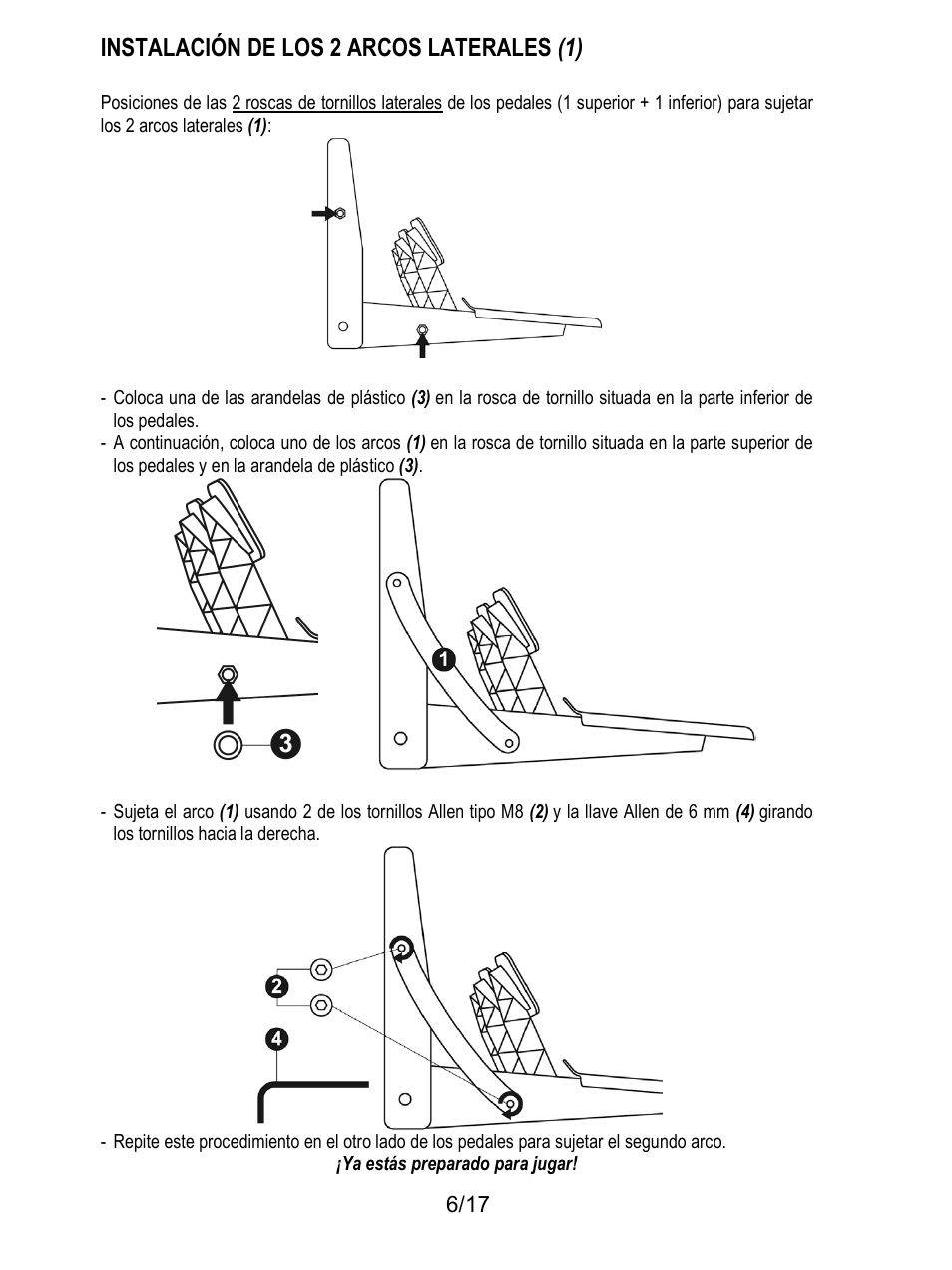 Instalación de los 2 arcos laterales (1) | Thrustmaster T3PA-PRO Add-On User Manual | Page 92 / 205