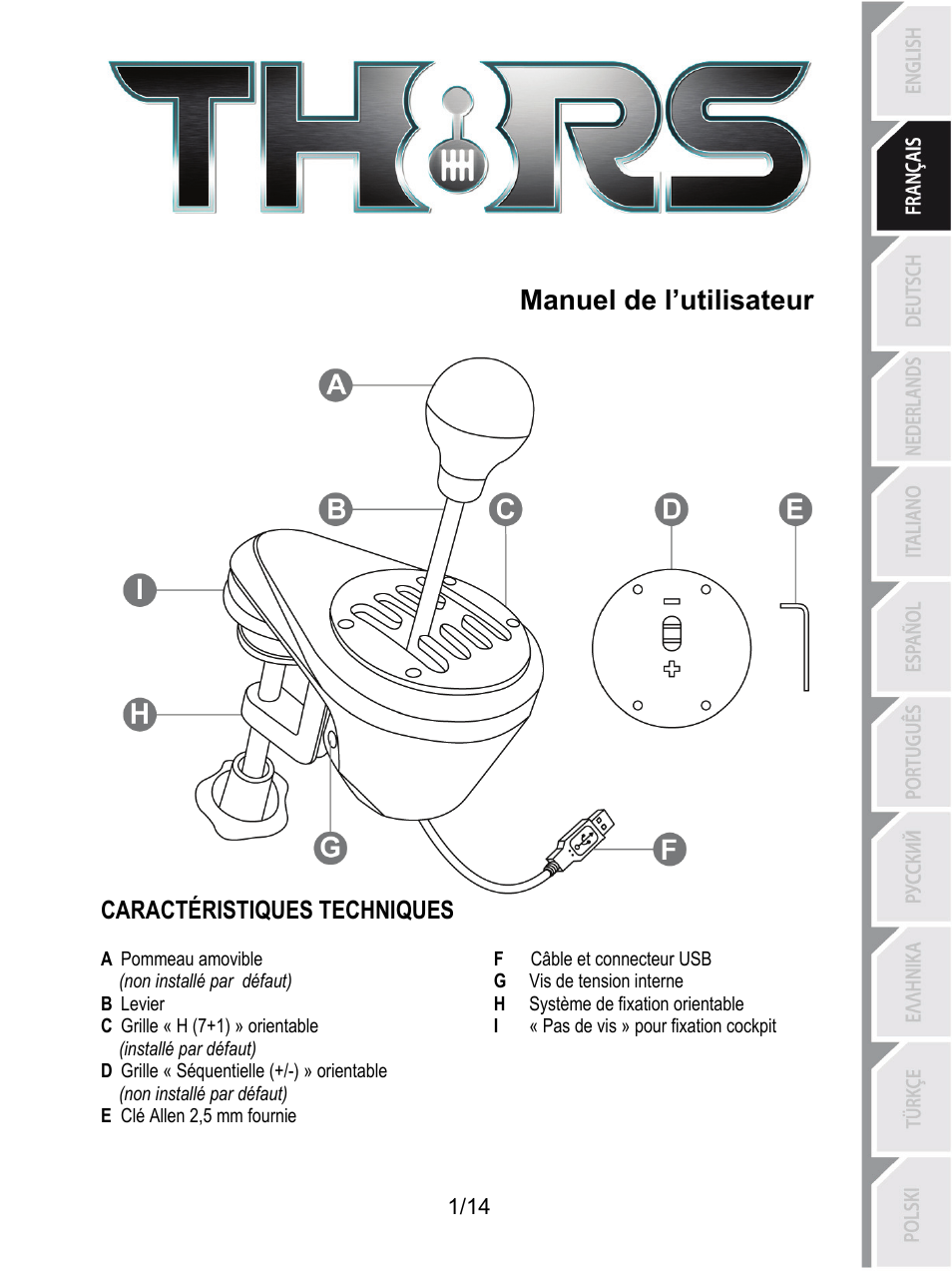 Fra_th8_rs_shifter_5076058, Manuel de l’utilisateur | Thrustmaster TH8 RS Shifter User Manual | Page 16 / 170