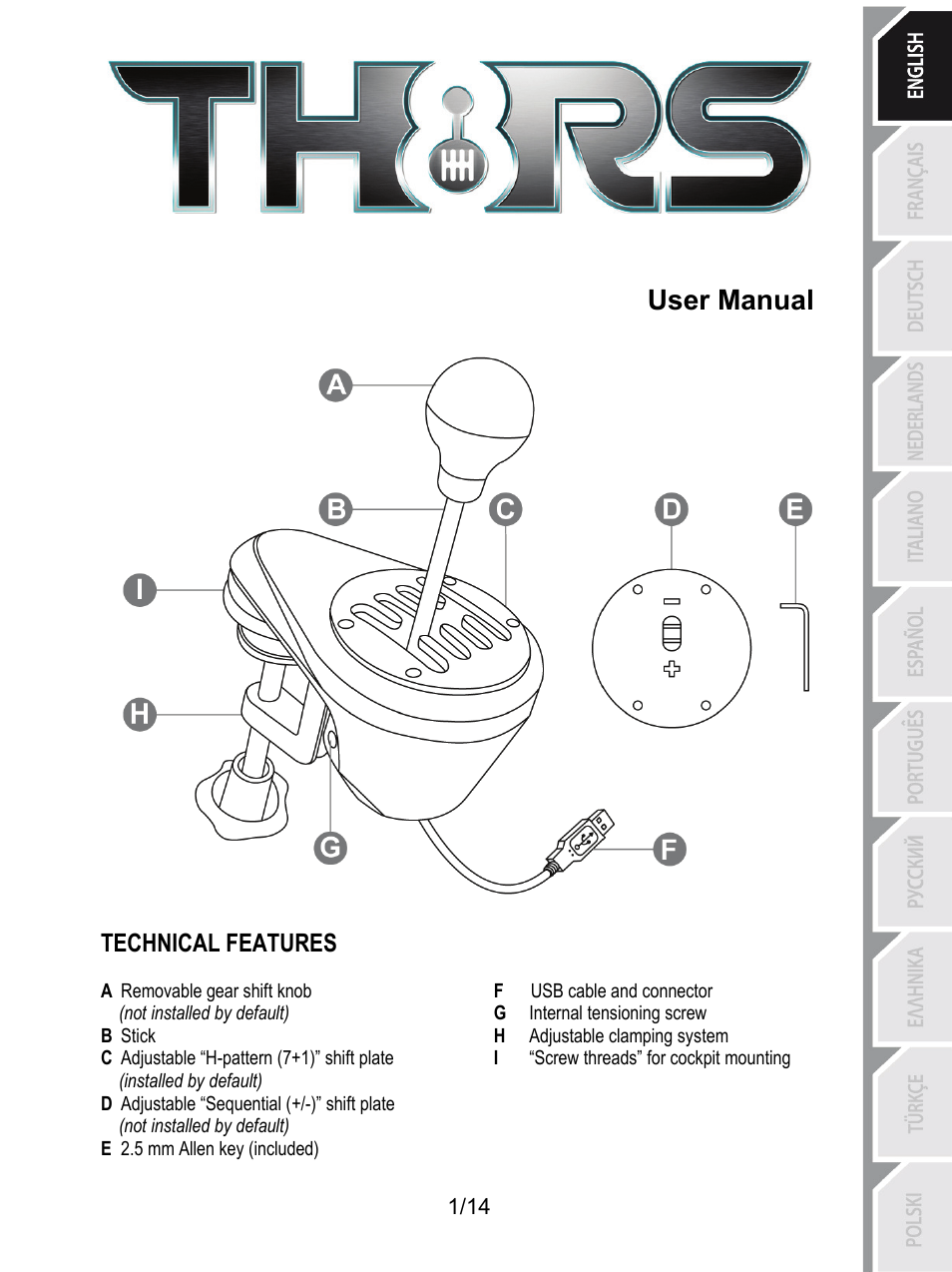 Eng_th8_rs_shifter_5076058, User manual | Thrustmaster TH8 RS Shifter User Manual | Page 2 / 170