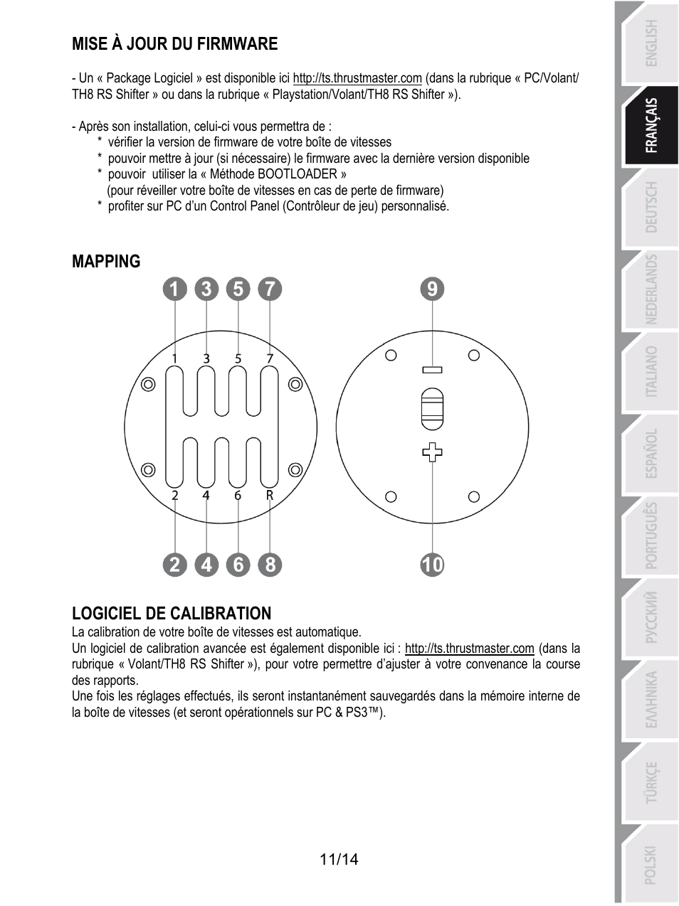 Mise à jour du firmware, Mapping logiciel de calibration | Thrustmaster TH8 RS Shifter User Manual | Page 26 / 170