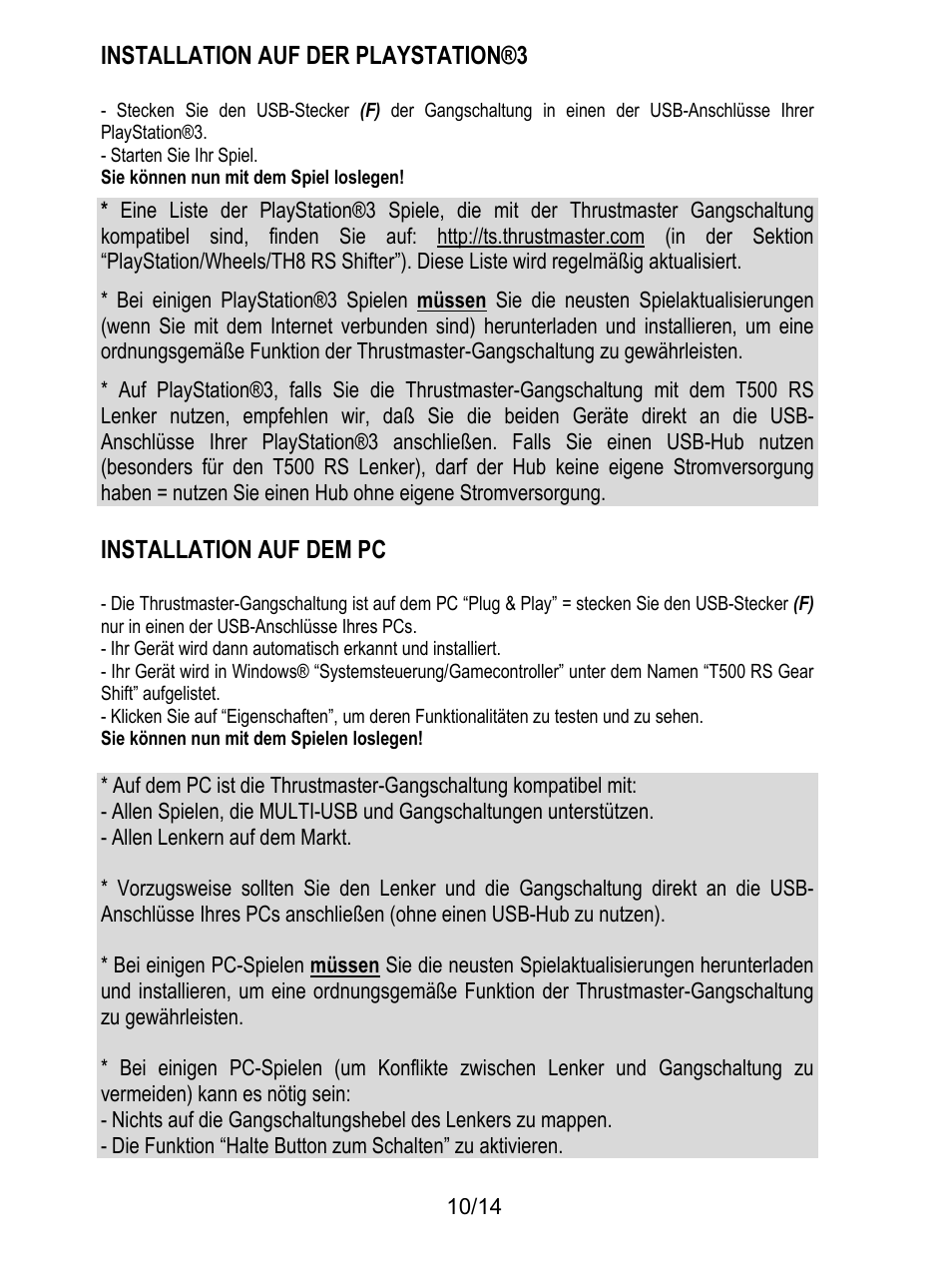 Installation auf der playstation®3, Installation auf dem pc | Thrustmaster TH8 RS Shifter User Manual | Page 39 / 170