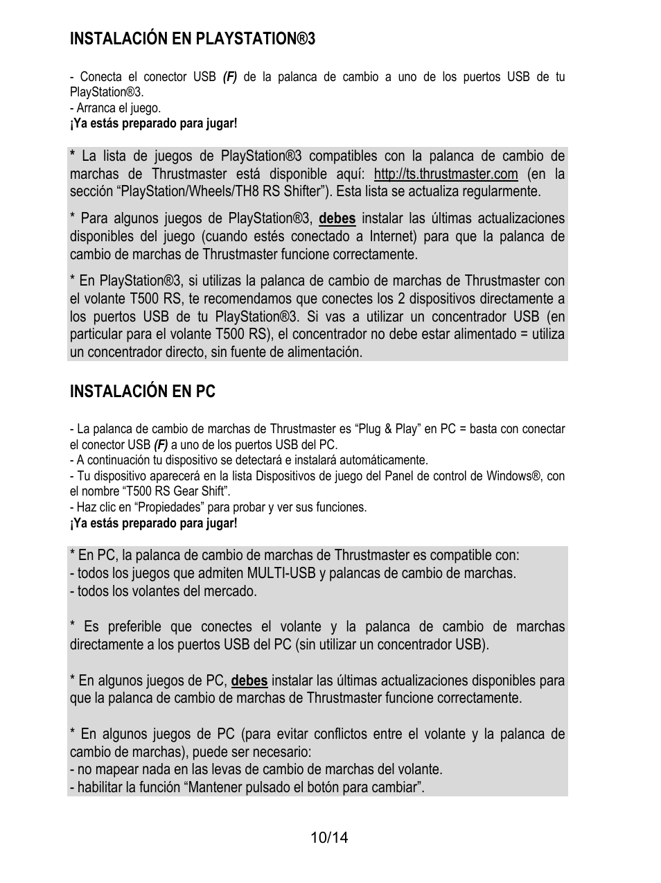 Instalación en playstation®3, Instalación en pc | Thrustmaster TH8 RS Shifter User Manual | Page 81 / 170