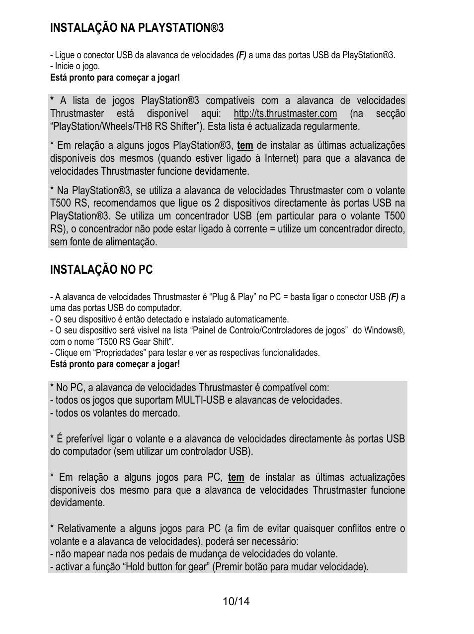 Instalação na playstation®3, Instalação no pc | Thrustmaster TH8 RS Shifter User Manual | Page 95 / 170