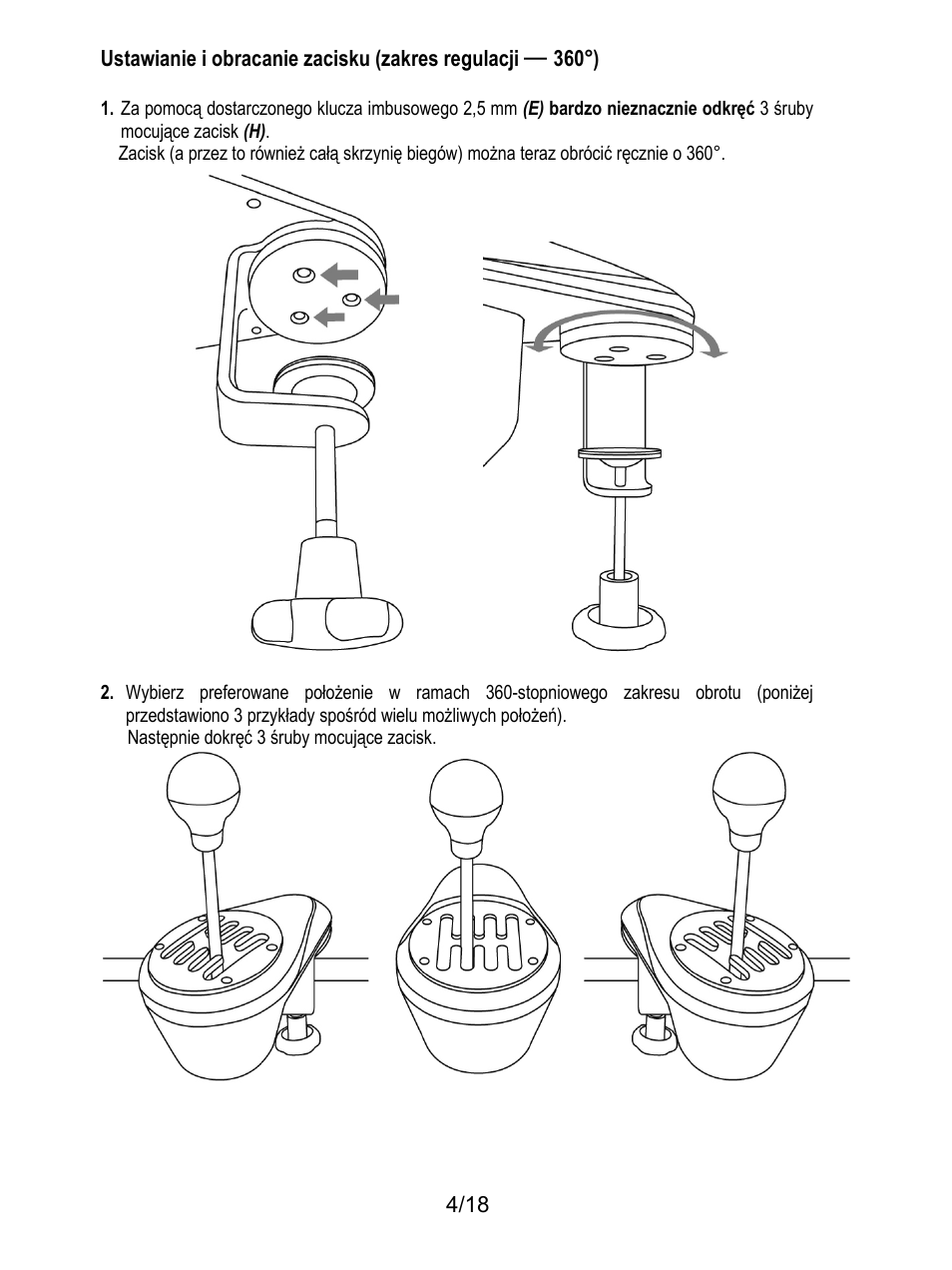 Następnie dokręć 3 śruby mocujące zacisk | Thrustmaster TH8A Shifter User Manual | Page 185 / 217