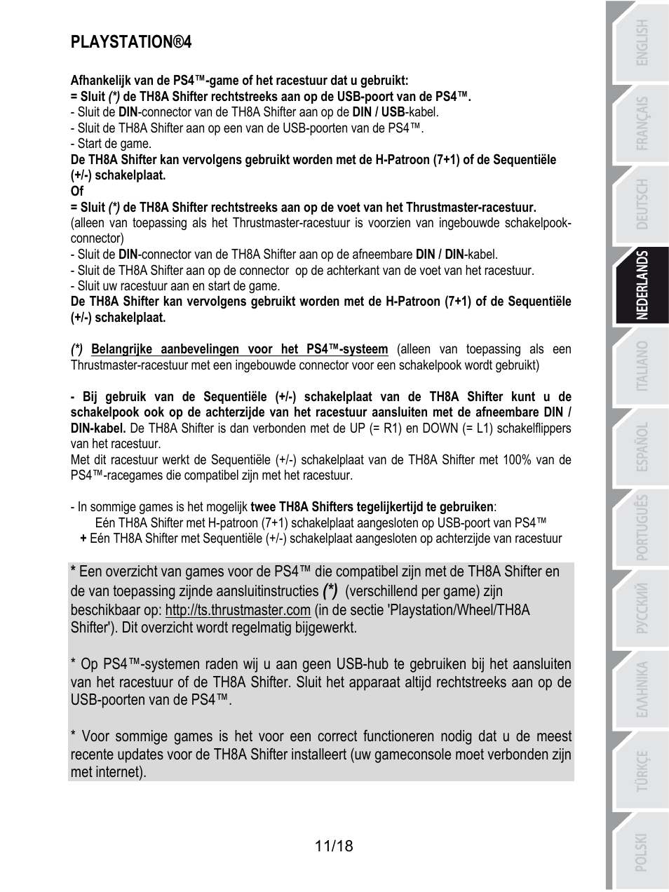 Playstation®4 | Thrustmaster TH8A Shifter User Manual | Page 66 / 217