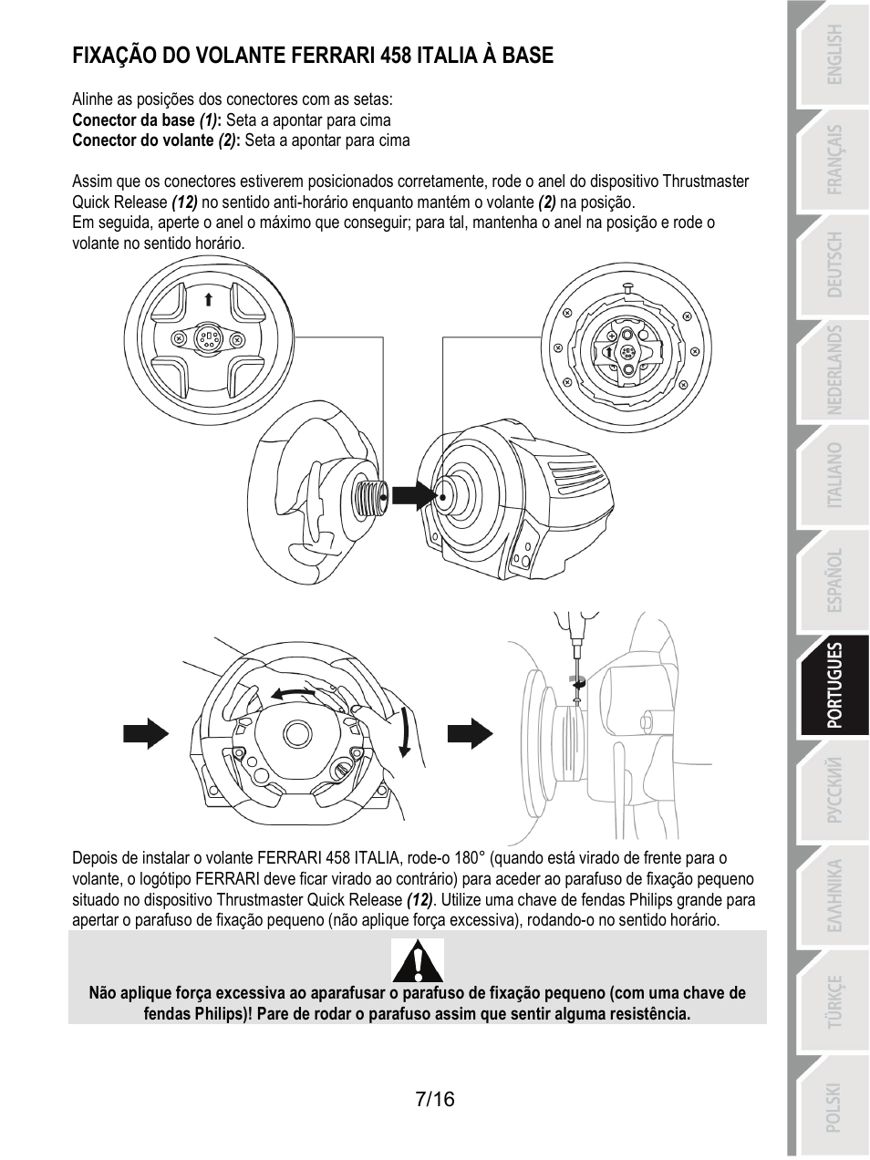 Fixação do volante ferrari 458 italia à base | Thrustmaster TX Racing Wheel User Manual | Page 104 / 209