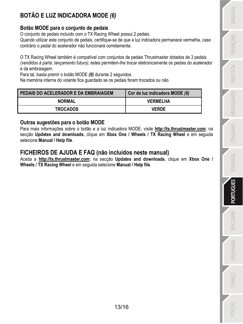 Botão e luz indicadora mode (6) | Thrustmaster TX Racing Wheel User Manual | Page 110 / 209