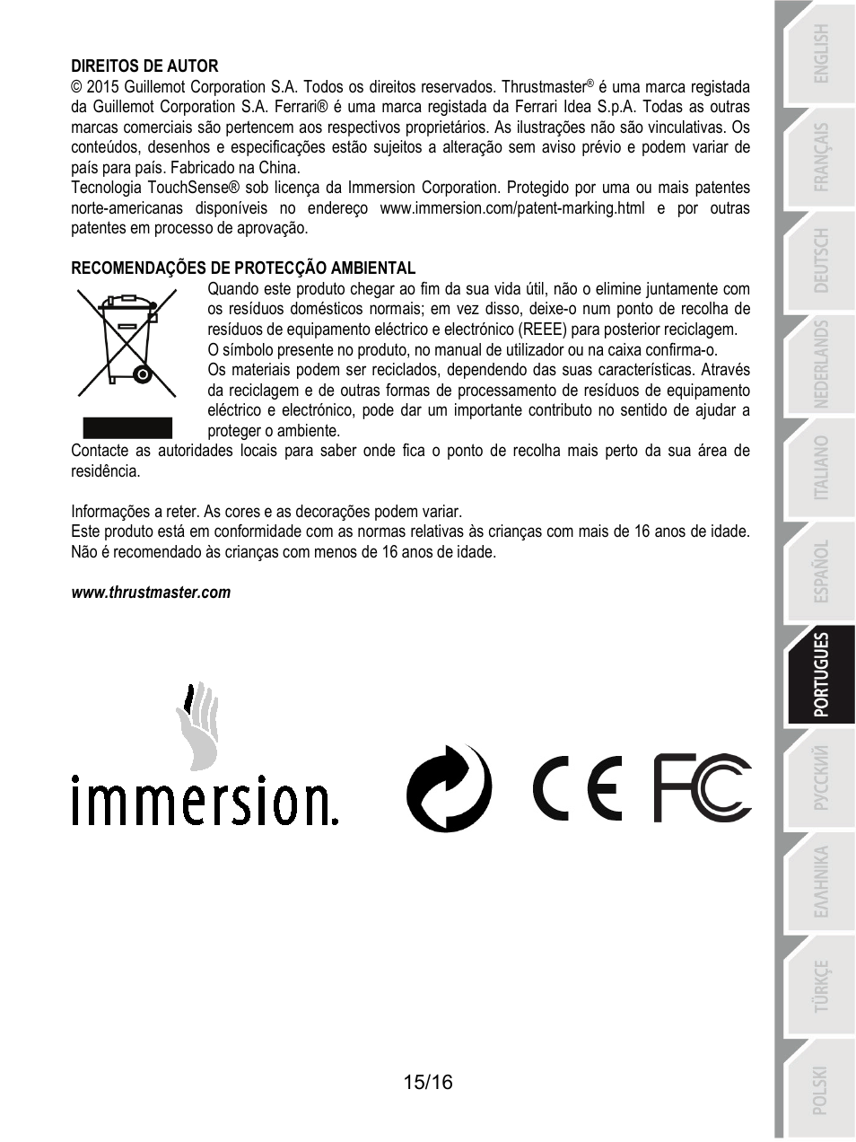 Thrustmaster TX Racing Wheel User Manual | Page 112 / 209